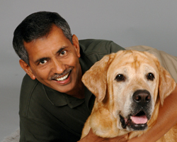 V.J. with his Labrador retriever Buddy V.J. and Buddy